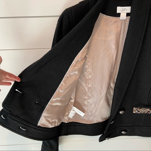 LOFT | Wool Blend Cropped Black Blazer - Picture 9 of 13